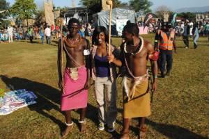 In Swaziland at the Bush Fire Festival with these warriors. Photo: Muzi